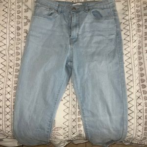 Light blue Forever 21 skinny jeans.